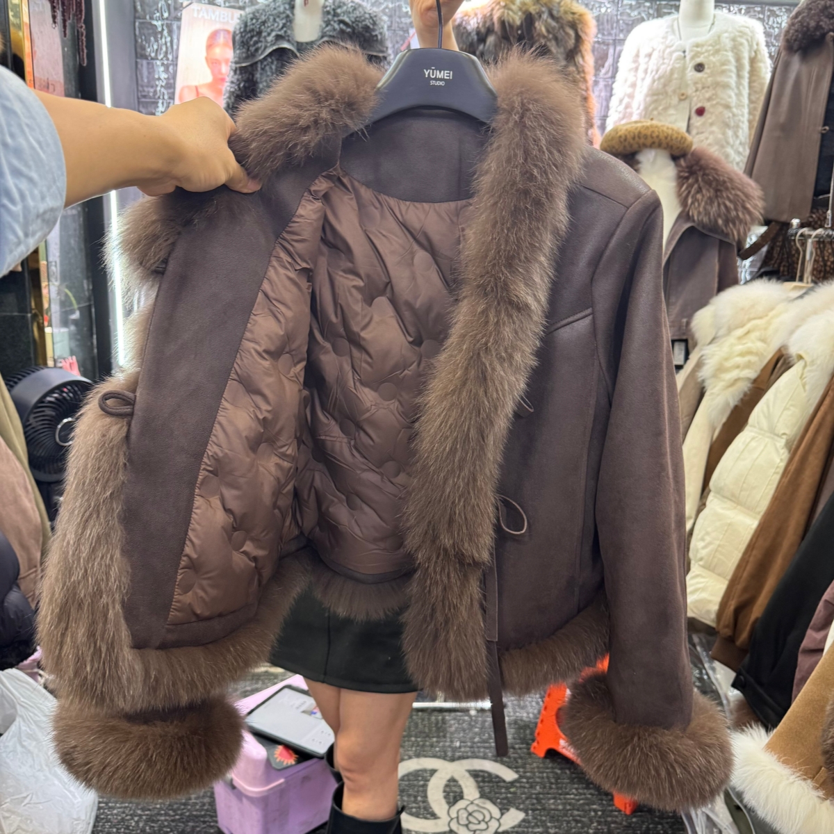 真狐狸毛皮草保暖羽绒外套上衣潮