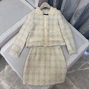 NZFS超值特价！千金风两件套编织彩点花呢套装短外套半裙时尚套装