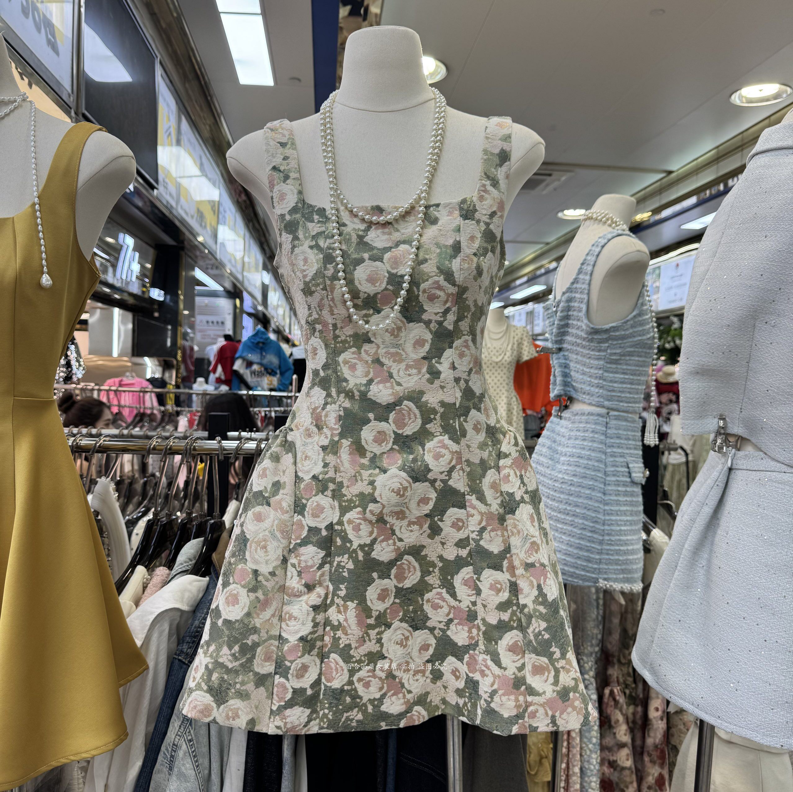 雅依莫奈花园油画A字显瘦连衣裙