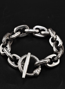 铁头的店925银复古朋克手链