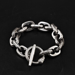 铁头的店925银复古朋克风LarrySmith拉瑞斯密斯蛇环ot手链