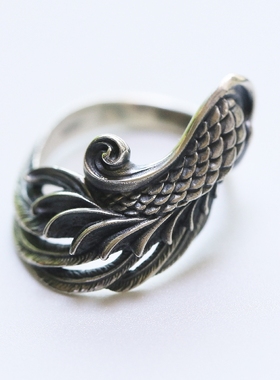 凤凰羽毛戒指铁头的店纯银情侣