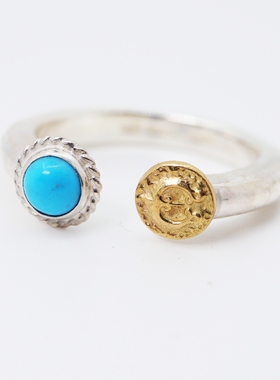 金标松石戒指潮流个性款金银指环