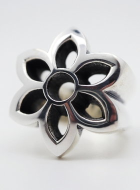 大花铁头的店情侣纯银机车戒指