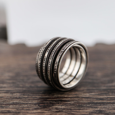 铁头的店情侣925银欧美做旧戒指