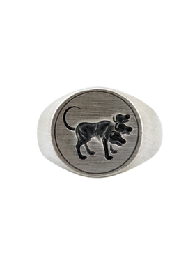 925银符文图腾印章戒指三头犬指