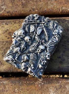 原创925纯银骷髅zippo打火机厚重