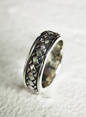 铁头的店情侣925银编织纹戒指