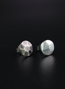 铁头的店 Werkstatt Munchen工业风 手工锤纹耳钉925纯银耳饰