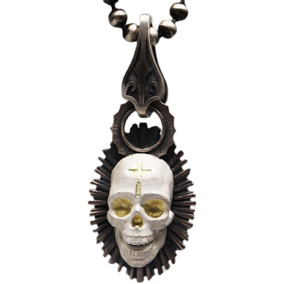 铁头的店鎏金骷髅吊坠挂件纯银