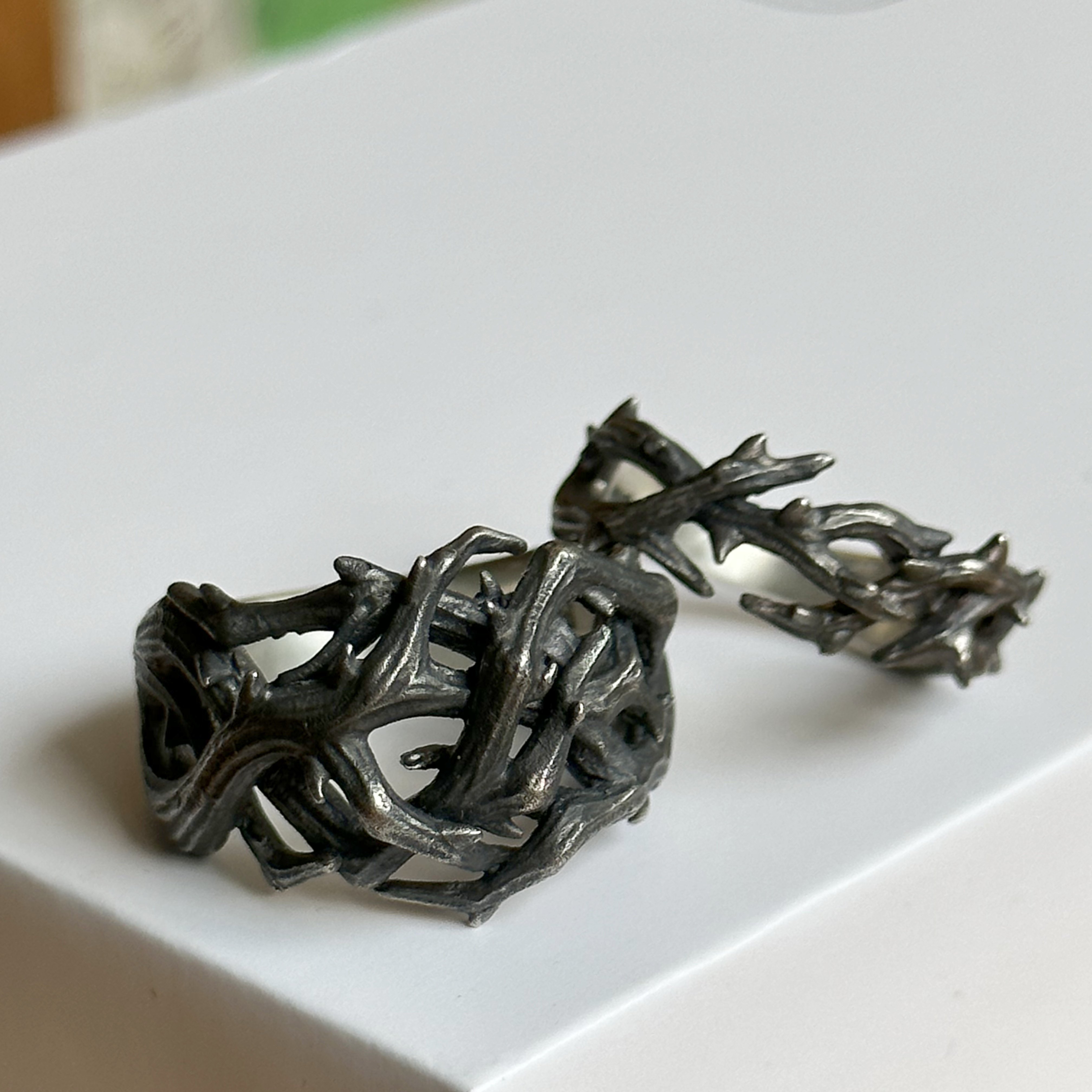 纯银暗黑荆棘藤蔓戒指血腥玛丽