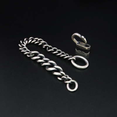 铁头的店欧美男925银做旧款手链