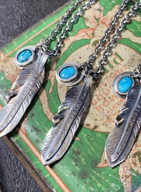 羽毛吊坠铁头的店纯银松石情侣