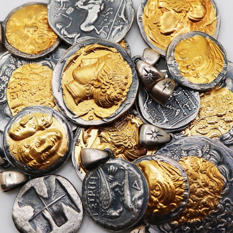 铁头的店 古希腊罗马银币 金银错浪银币吊装 宙斯 亚历山大美杜莎
