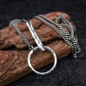 店 925银 Werkstatt 铁头 Munchen 手工锤纹双环项链 情侣复古款