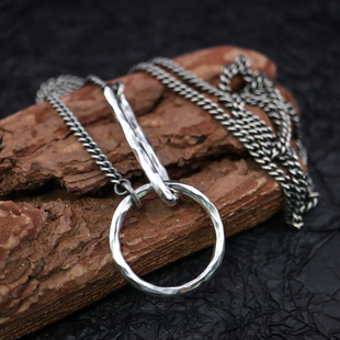 铁头的店 Werkstatt Munchen 手工锤纹双环项链 925银 情侣复古款