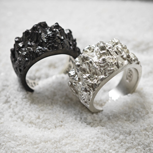 铁头的店 自去见山“山峰”925纯银磨砂质感戒指自然山巅个性指环