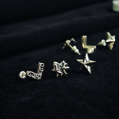 店 复古朋克 925银 铁头 Deal Design 情侣款 耳钉