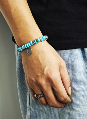 铁头的店复古情侣银天然松石手串