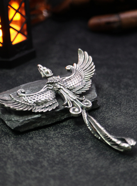 超大凤凰胸牌吊坠纯银东方美学