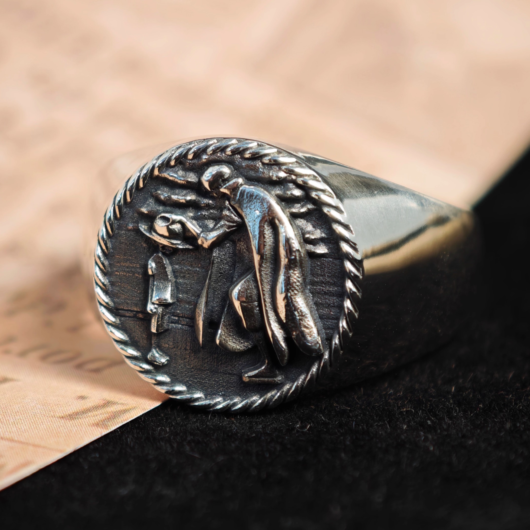 铁头的店 925银 动漫周边“海贼王”one piece梦的开始情侣款指环