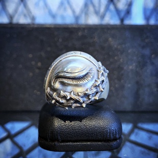 铁头的店 Mad Graffi磨砂雾化做旧 荆棘之眼纯银戒指生命之眼指环