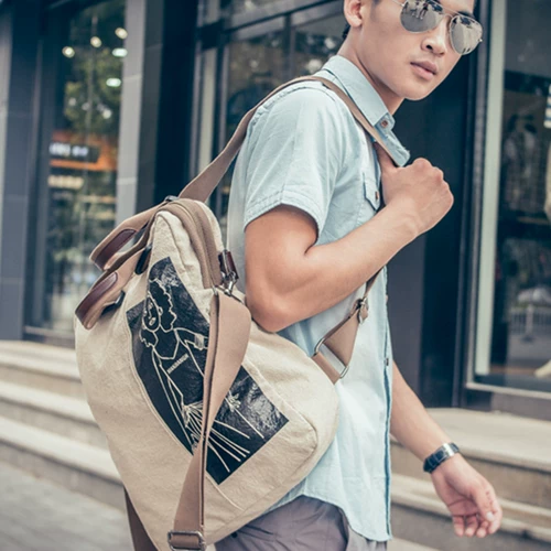 Рюкзак для отдыха, сумка для путешествий, надевается на плечо, из хлопка и льна