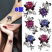 玫瑰花纹身贴女防水持久性感小清新图案ins风脚踝手腕锁骨泫雅贴