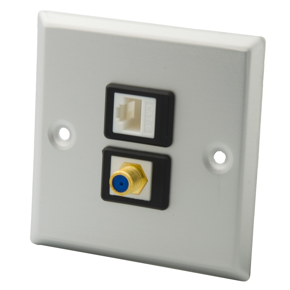 86型铝合金面板 CAT6 RJ45 网络 镀金F电视 母对母直插式 可定制