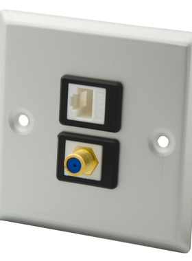 86型铝合金面板 CAT6 RJ45 网络 镀金F电视 母对母直插式 可定制
