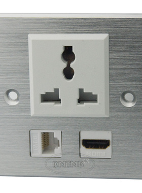 86型铝合金 3孔万用电源 HDMI CAT6 网络 组合面板 可定制