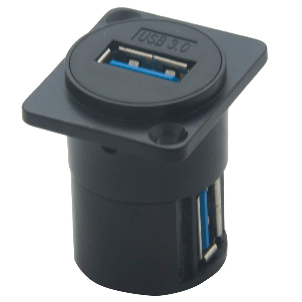 D型 黑色 弯头USB 3.0 直插型 母对母 连接器