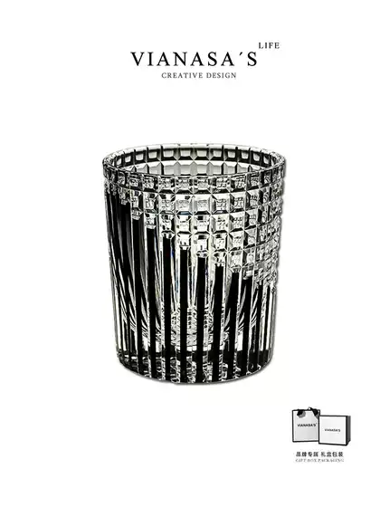Vianasa's Edo Kiriko Whiskey Glass Handmade Crystal Glass Sake Cup Crystal Wine Glass Gift Box