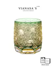 Vianasa's Edo Kiriko Master Craftsman Style Lan Zao Color-Gradient Rock Crystal Glass Whiskey Glass