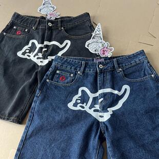 美潮 BBC ICECREAM 夏季休闲高品质刺绣水洗做旧重磅牛仔短裤