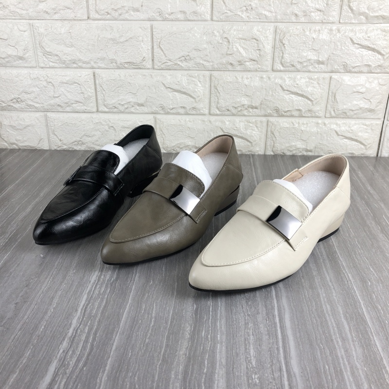 真皮女鞋尖头深口休闲单鞋皮鞋