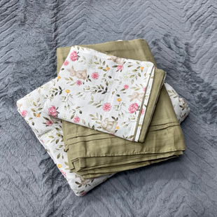 A类母婴柔软亲肤纱布全棉双层纱四件套纯棉印花小清新床品套件