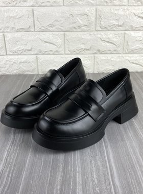 真皮牛皮女鞋厚底单鞋皮鞋乐福鞋