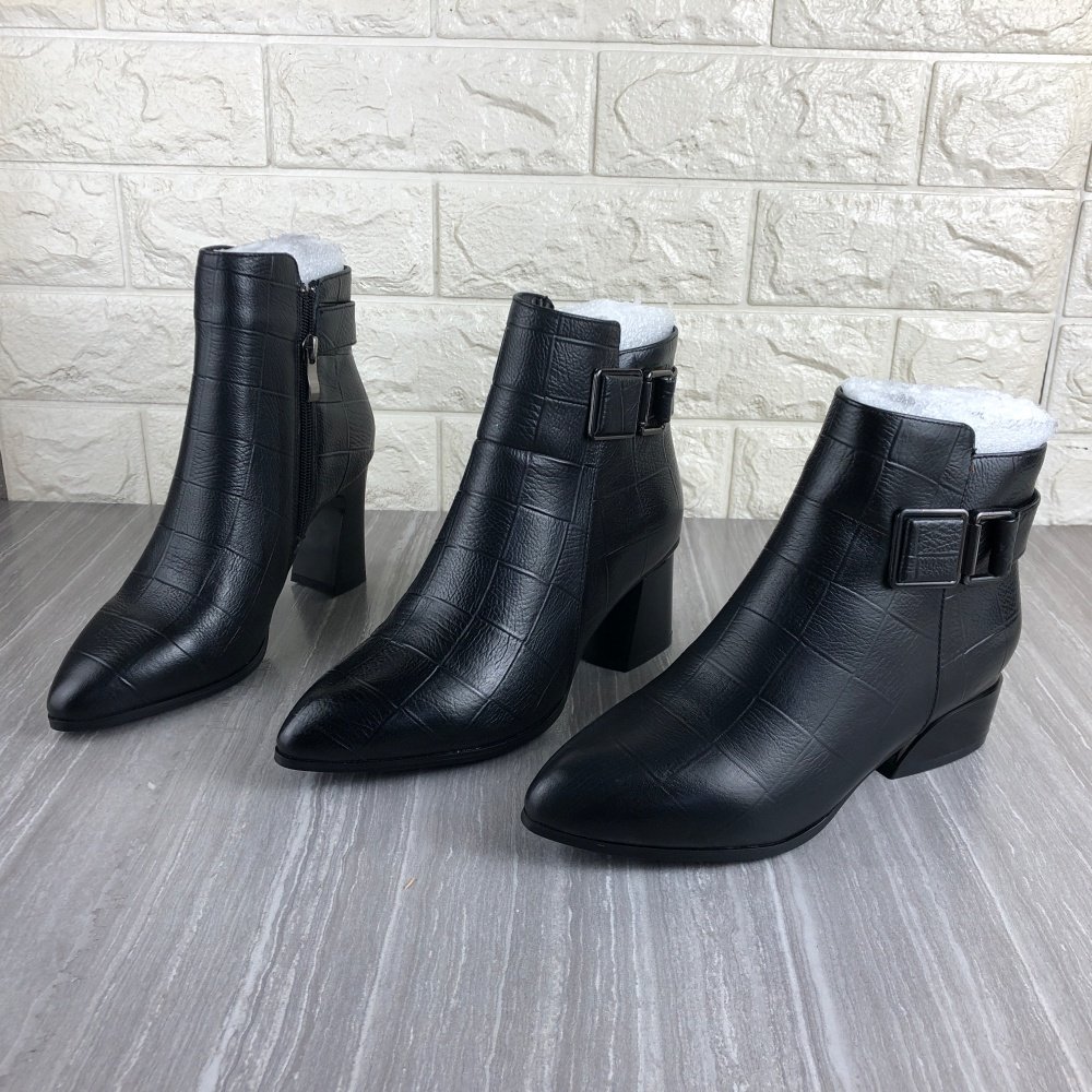 商场撤柜新款真皮女靴头层牛皮粗跟尖头时尚洋气短靴加绒保暖棉靴,女鞋,时装靴,淘宝优惠券,粉丝福利购,淘宝优惠卷