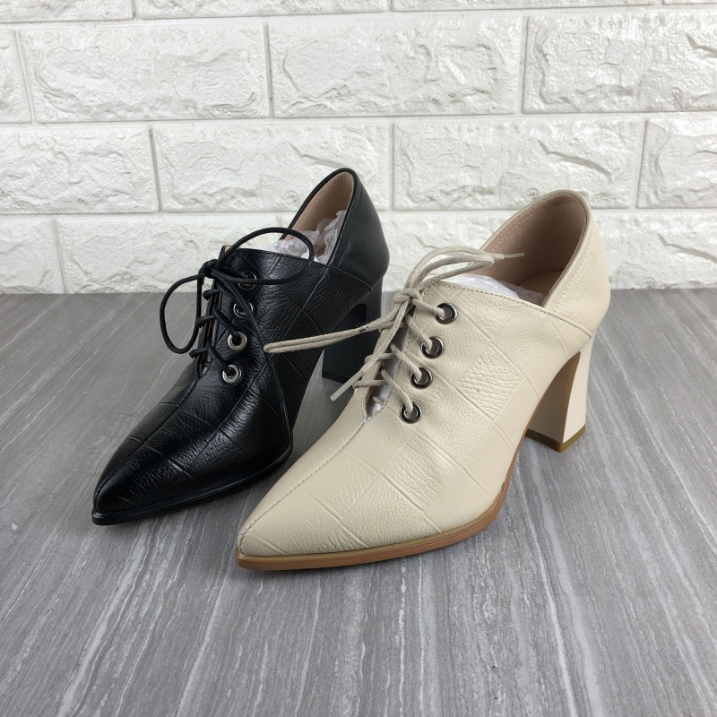 真皮牛皮女鞋高跟尖头单鞋皮鞋