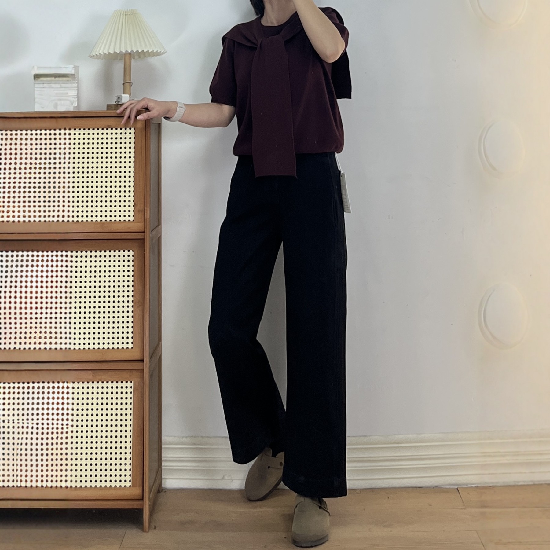 四面弹小个子高腰修身显瘦窄版直筒牛仔裤女宽松阔腿九分奶奶裤子