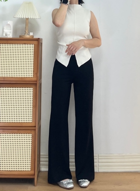 四面弹夏季薄款黑色高腰微喇裤女垂感显瘦休闲OL风百搭西装长裤子