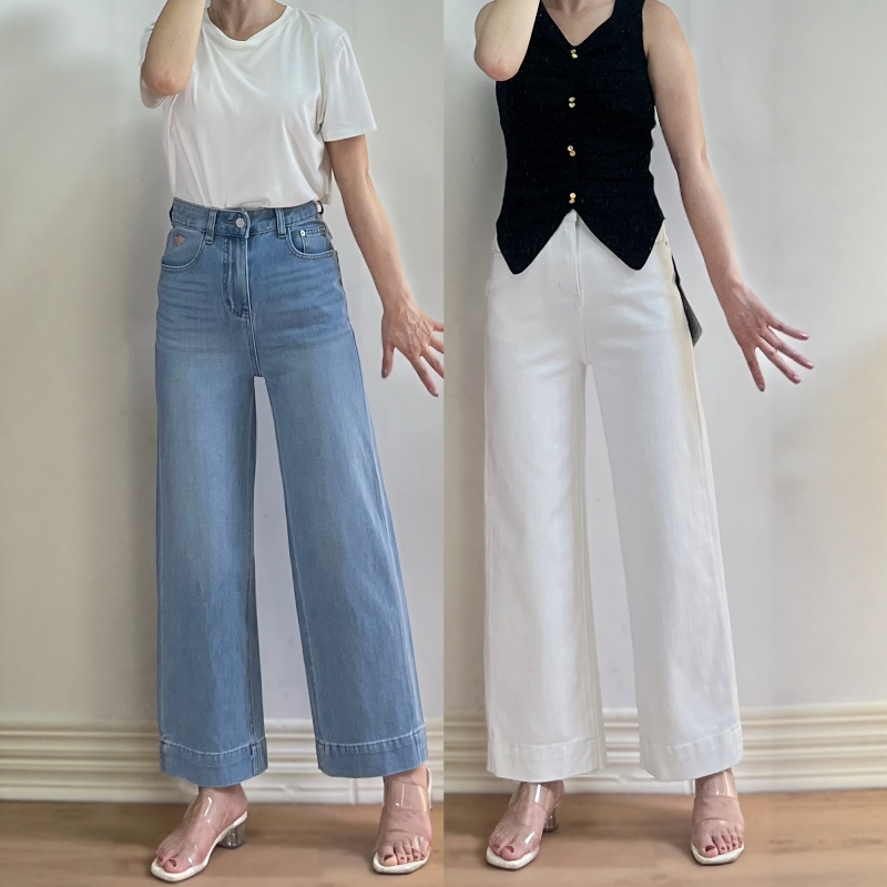 四面弹高腰显瘦九分直筒牛仔裤女