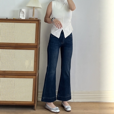 四面弹小个子高腰显瘦微喇牛仔裤