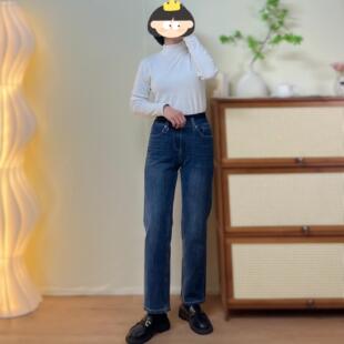 四面弹经典蓝春款女装弹力小个子九分小直筒牛仔裤百搭显瘦烟管裤