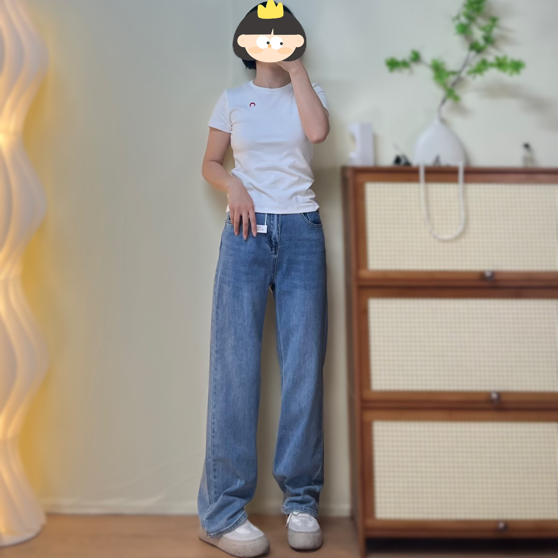【清仓NO退换】小个子新款窄版直筒牛仔裤女高腰宽松显瘦阔腿长裤
