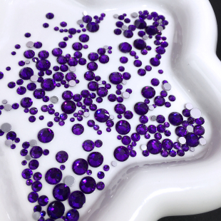DIY平底圆形水钻纯紫色SS6 SS30饰品DIY配件玻璃钻饰银色镀底混合