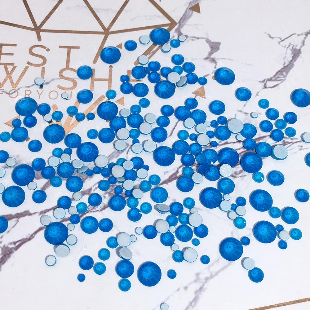 玻璃荧光蓝diy圆形烫钻SS6-SS30#