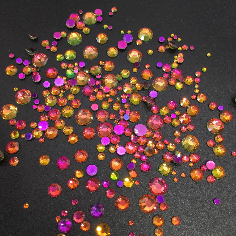 DIY玻璃平底圆形冰透五彩火焰