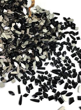 网红爆款2件包邮30颗平底异形美甲实黑 黑色指尖钻饰混装DIY饰品